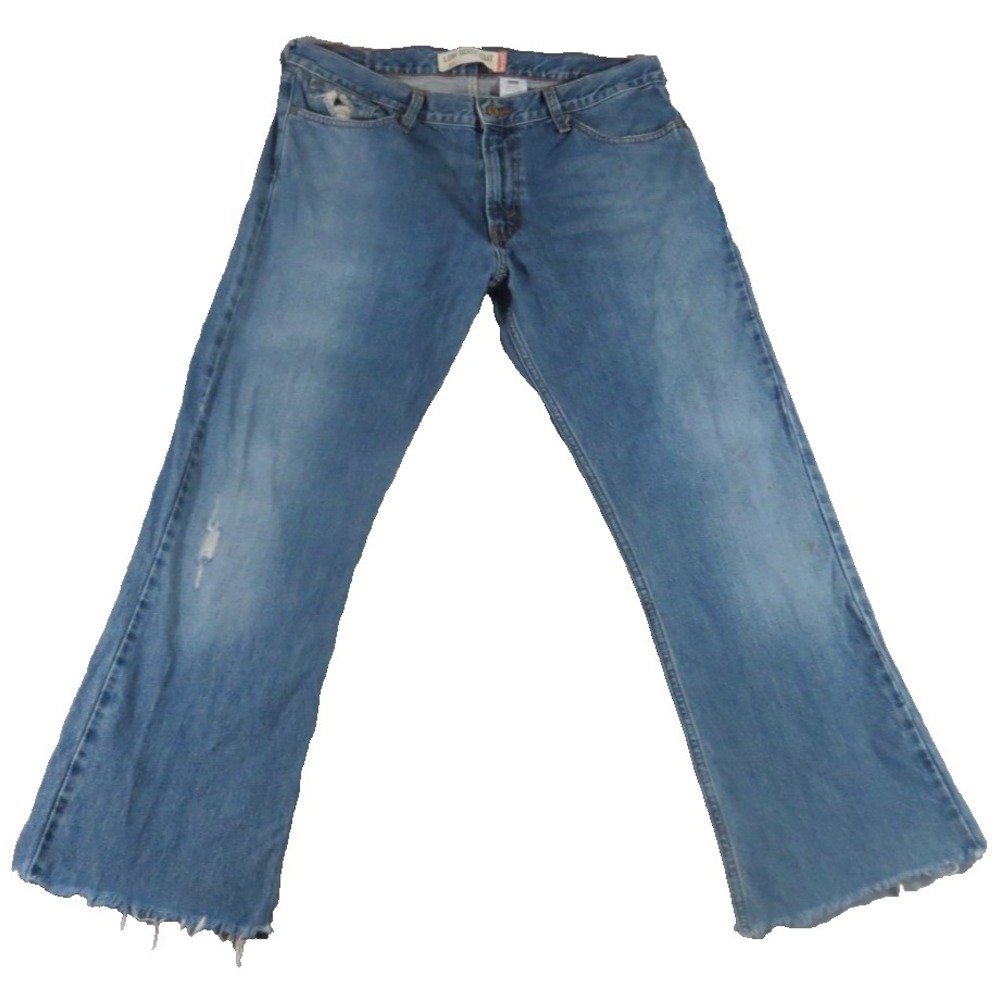 VTG Y2K Levis 527 Low Boot Cut Jeans Men 36x34 Blue Denim Distressed Faded Pants